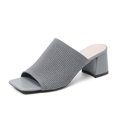 Knitted Square Toe Slip-On Slippers