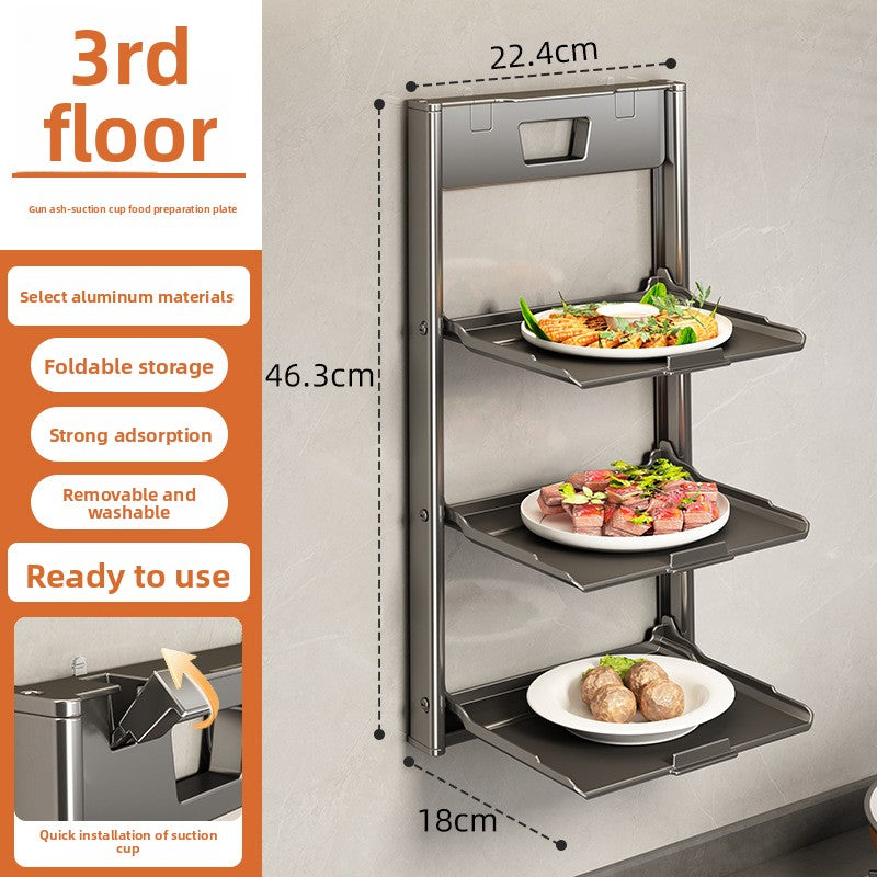 Foldable Suction Cup Kitchen Storage Rack