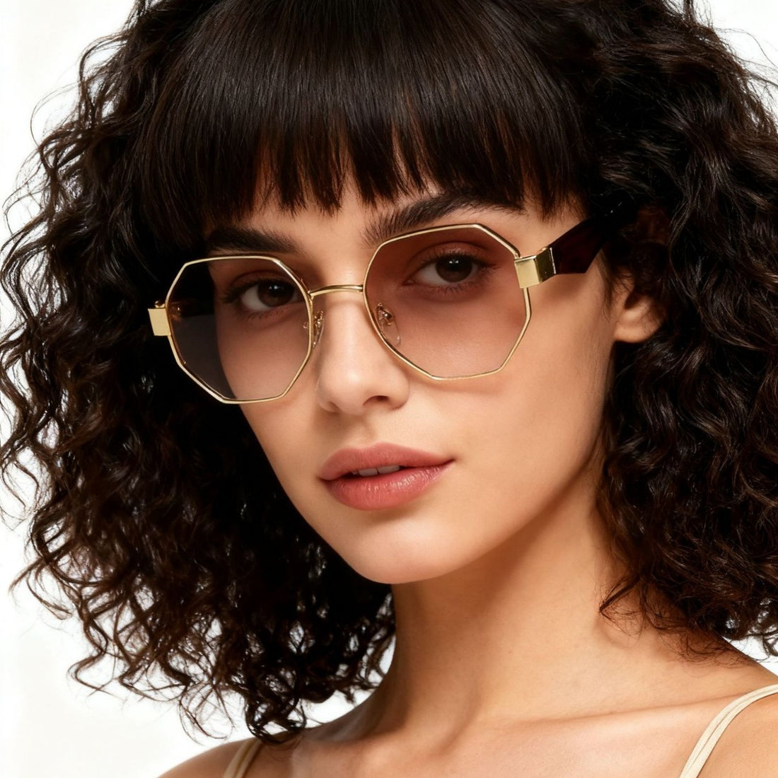 Polygon Metal Sunglasses with UV Protection