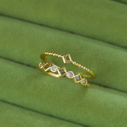 French Style Zircon Butterfly Open Ring