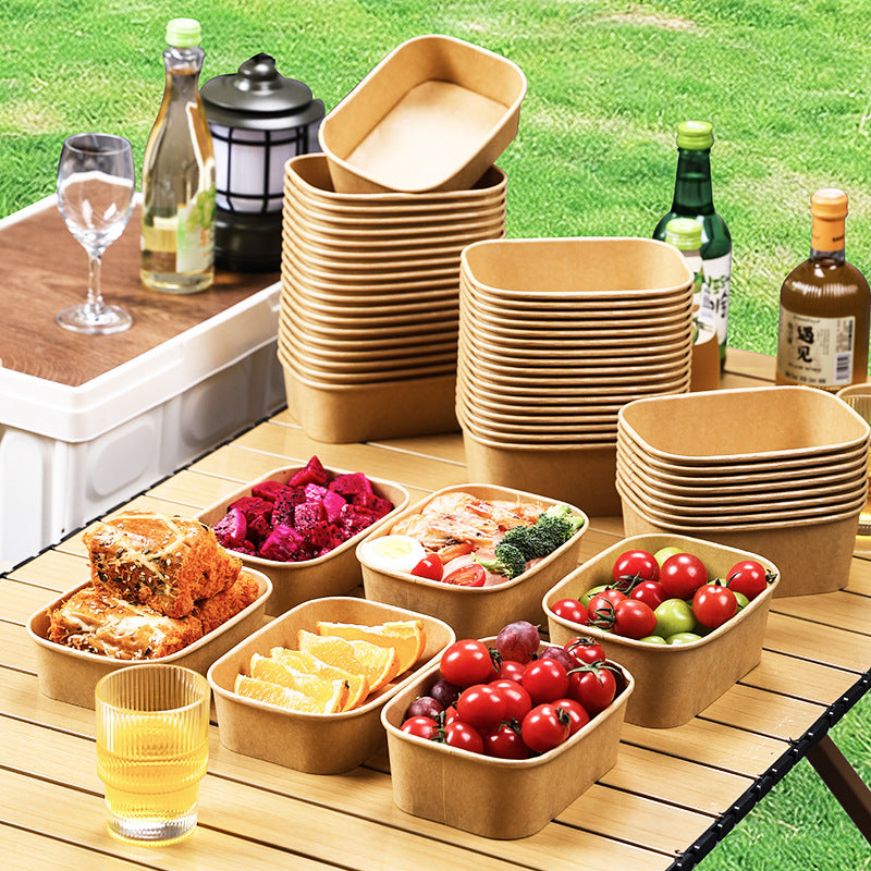 Disposable Kraft Paper Rectangular Lunch Box