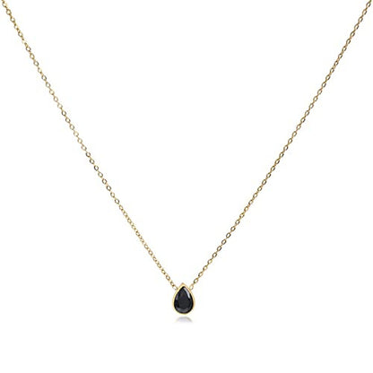 Water Drop Zircon Gold Plated Necklace with Adjustable Chain