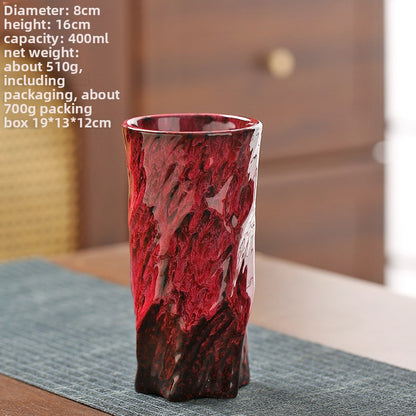 Handmade Ceramic Mug with Wood Grain Glaze