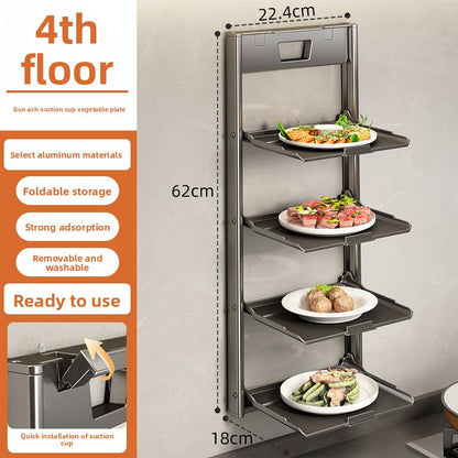 Foldable Suction Cup Kitchen Storage Rack