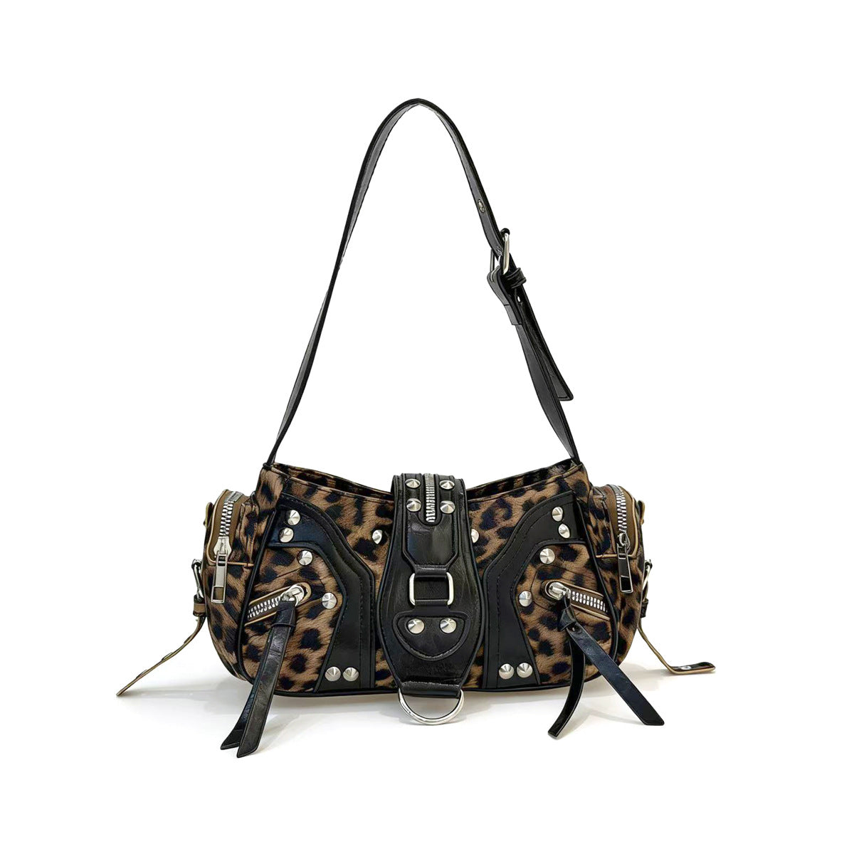 Leather shoulder bag with a slanted strap for women