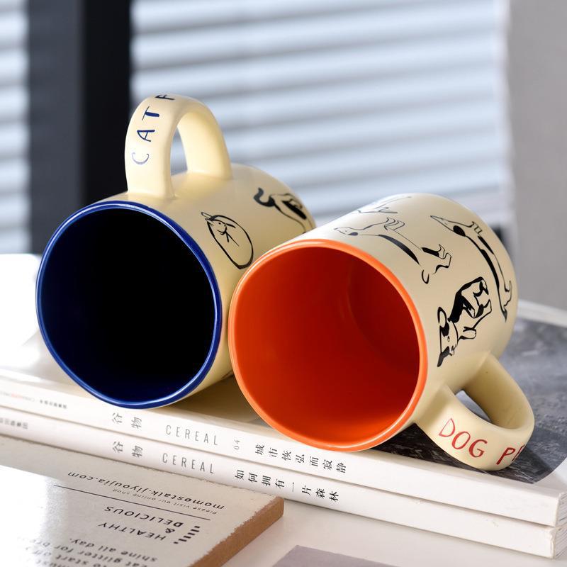 Cartoon Cat Dog Ceramic Mug