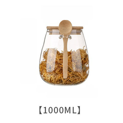 High Borosilicate Glass Sealed Jar with Spoon for Storage