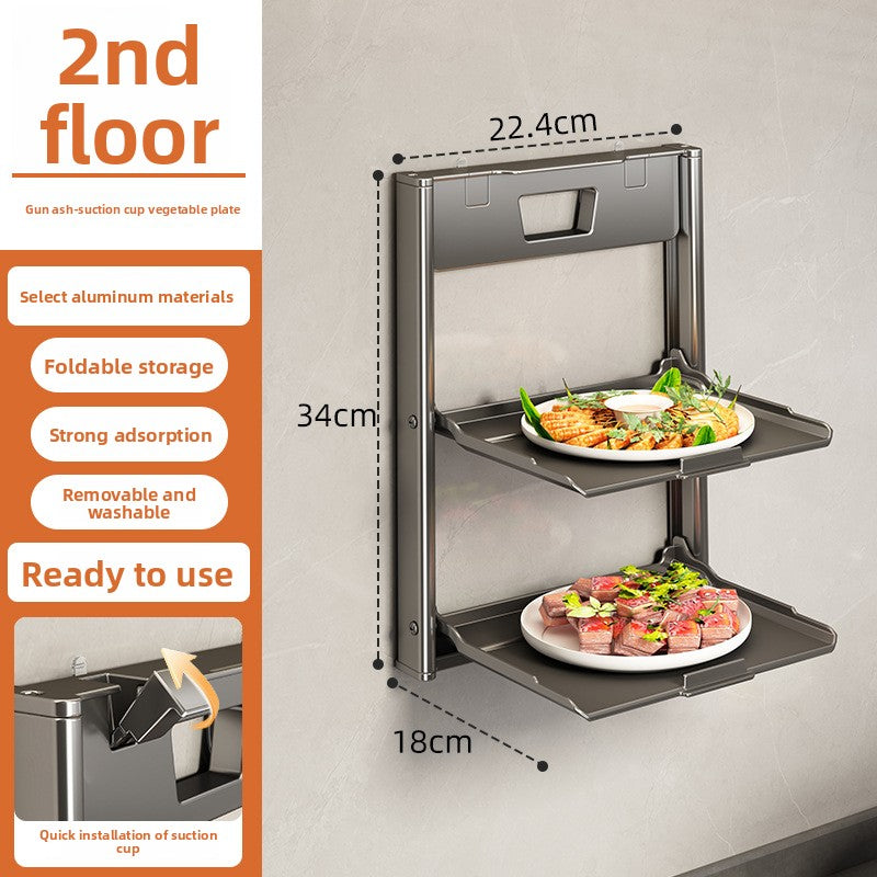 Foldable Suction Cup Kitchen Storage Rack