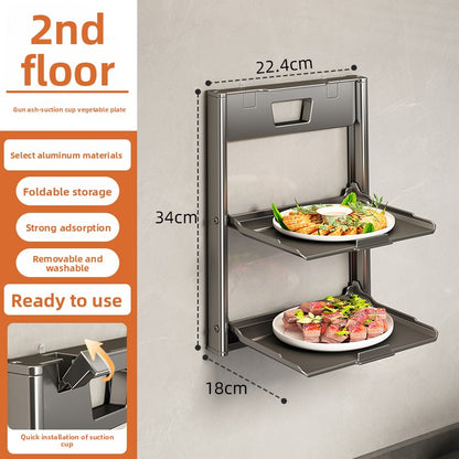 Foldable Suction Cup Kitchen Storage Rack