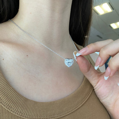 S925 Silver Clover Heart Pendant Necklace