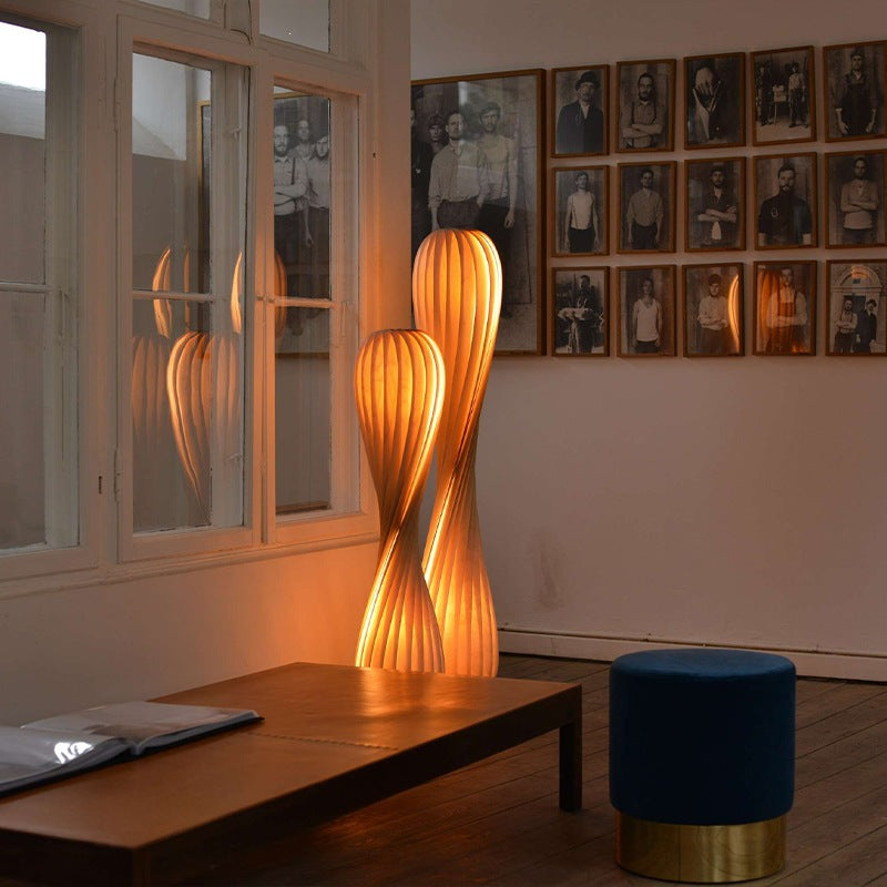 Nordic Wood Veneer LED Table Lamp