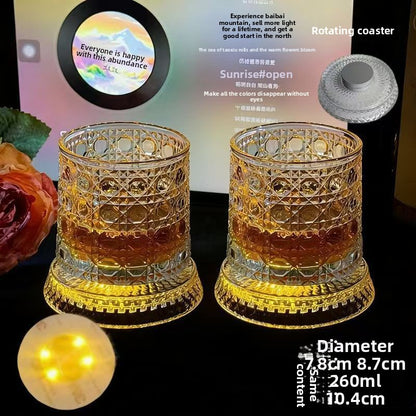 Rotating Luminous Whiskey Glass with Coaster