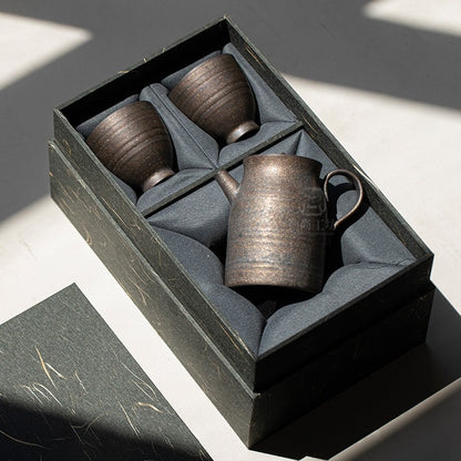 Gilded Ceramic Teapot Set with Cups
