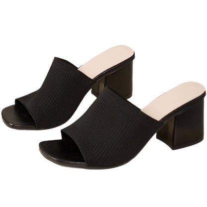 Womens High Heel Slip On Sandals