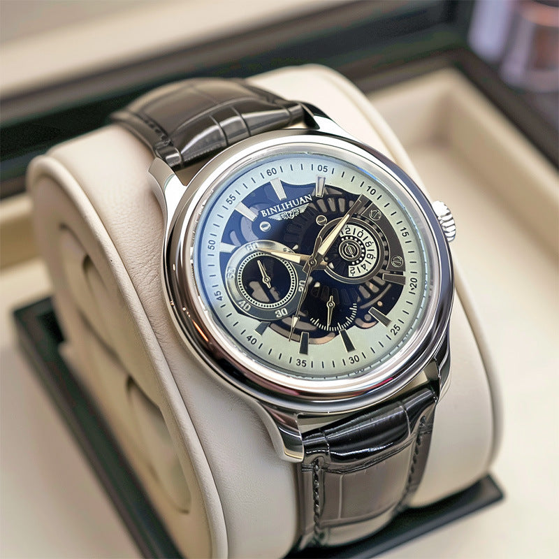 Mens Quartz Watch with Leather Strap