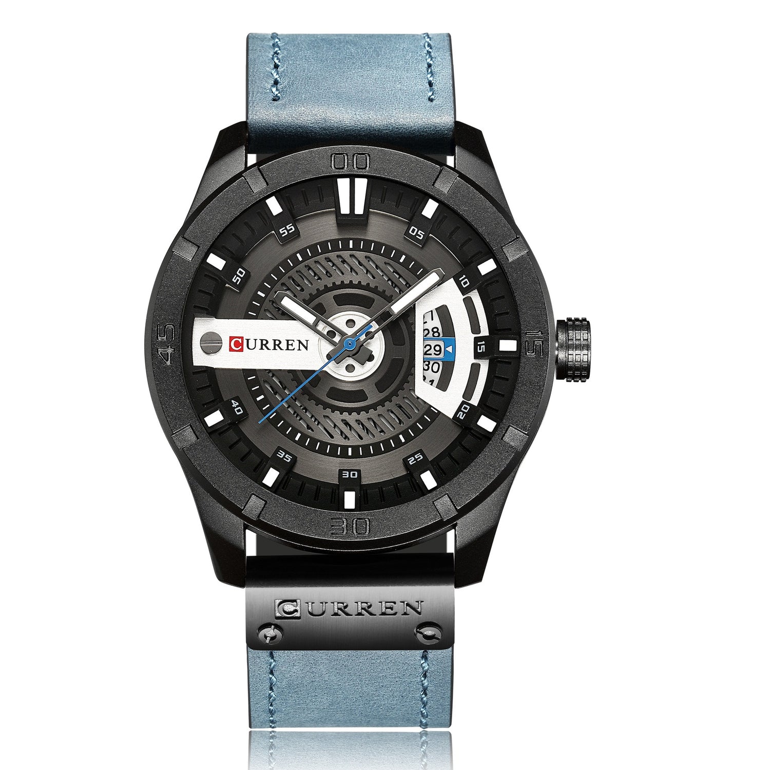 Curren Mens Calendar Leather Strap Watch
