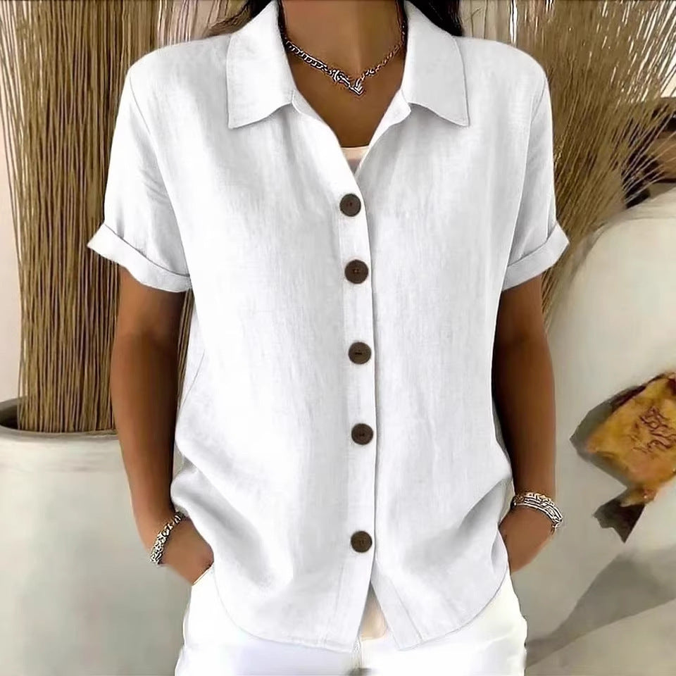 Casual Lapel Button Short Sleeve T-Shirt