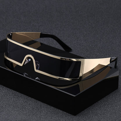 Futuristic Punk Metal Frame Sunglasses UV400 Windproof