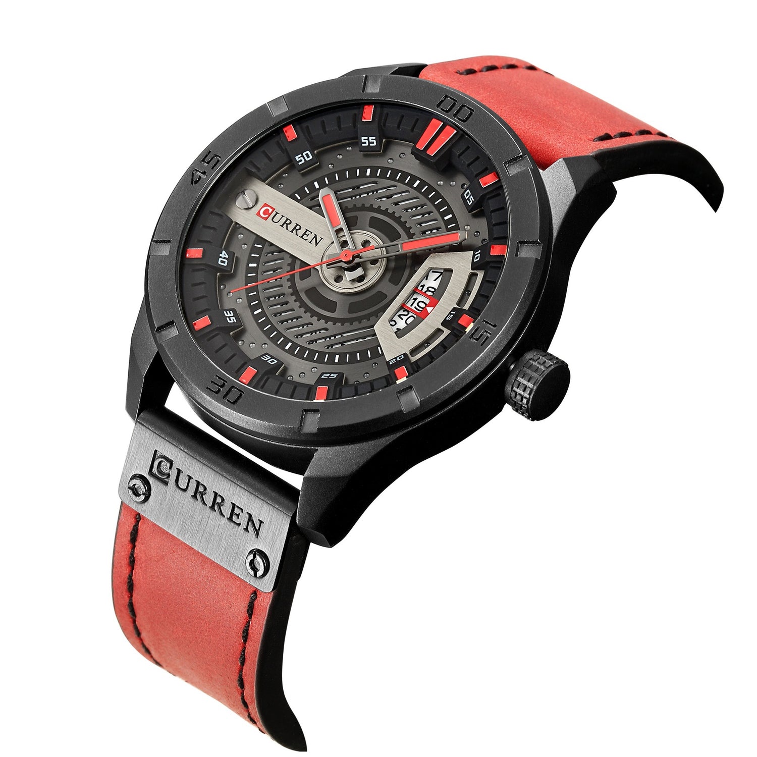 Curren Mens Calendar Leather Strap Watch