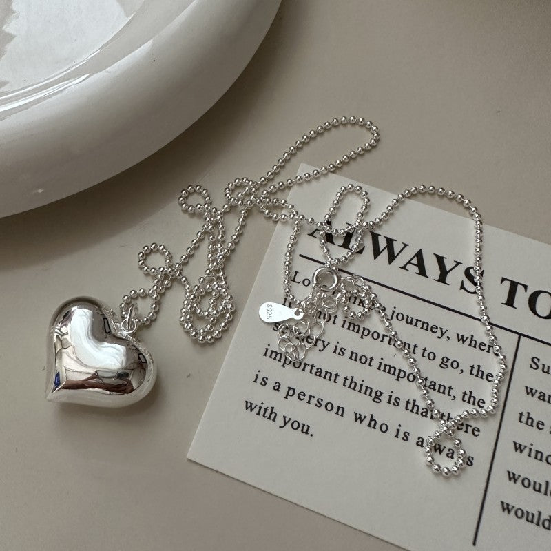 Sterling Silver Love Hollow Pendant Necklace