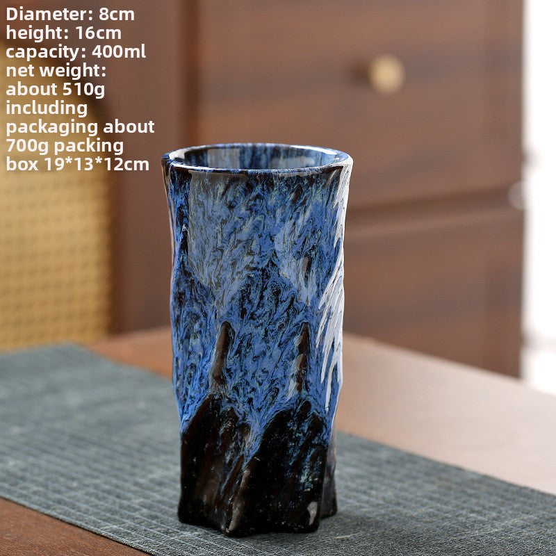 Handmade Ceramic Mug with Wood Grain Glaze