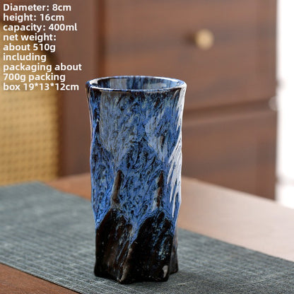 Handmade Ceramic Mug with Wood Grain Glaze