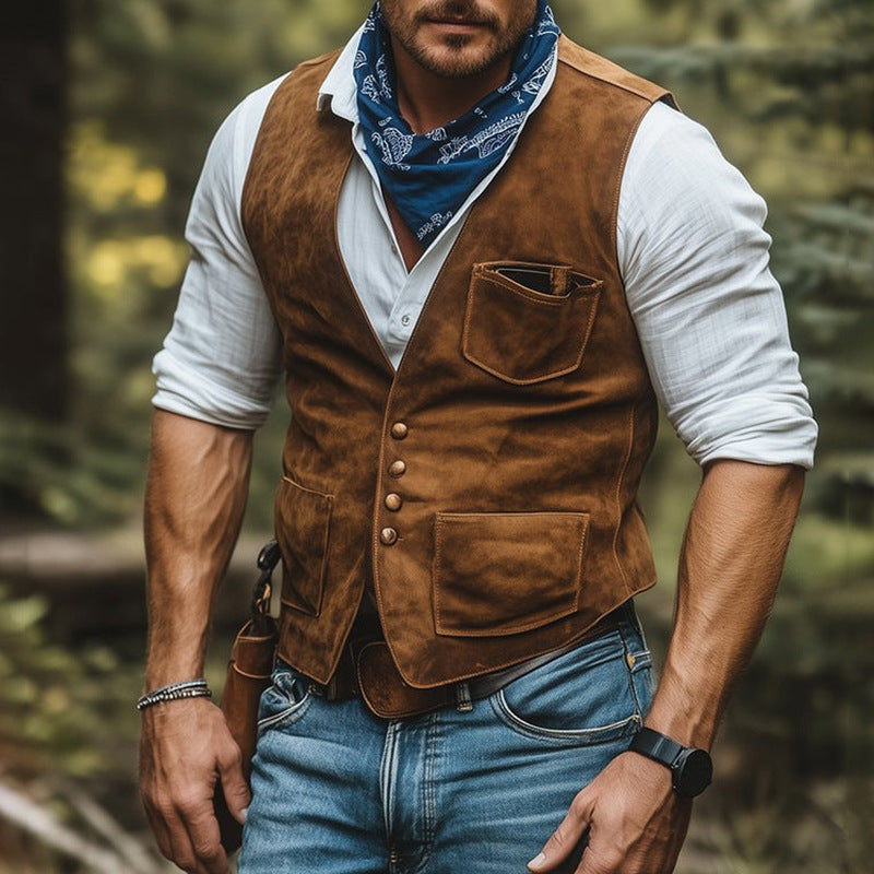 Mens Slim Fit Suede Vest