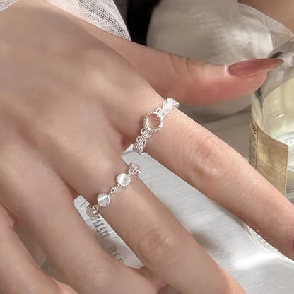 Adjustable Lace Cat Eye Stone Stackable Ring
