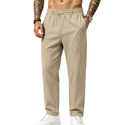 Mens Casual Linen Drawstring Trousers