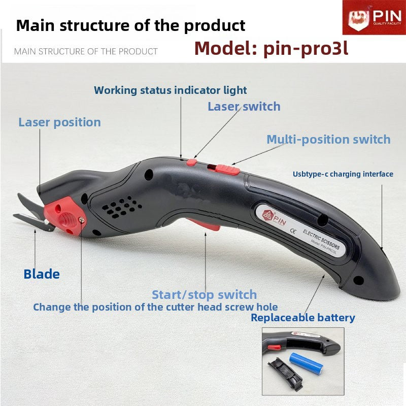 Laser Positioning Rechargeable Electric Fabric Scissors