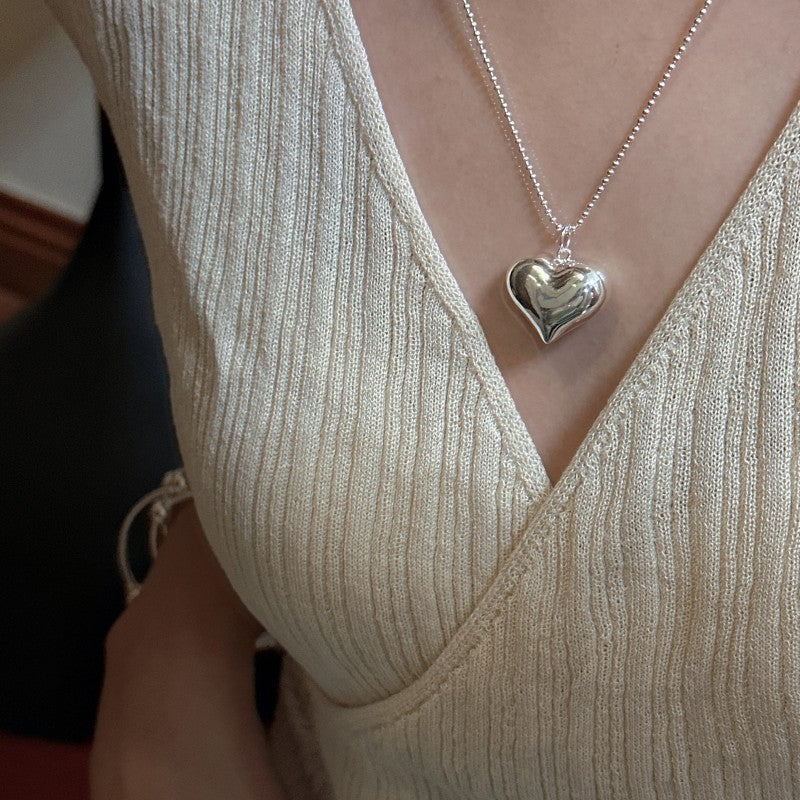 Sterling Silver Love Hollow Pendant Necklace