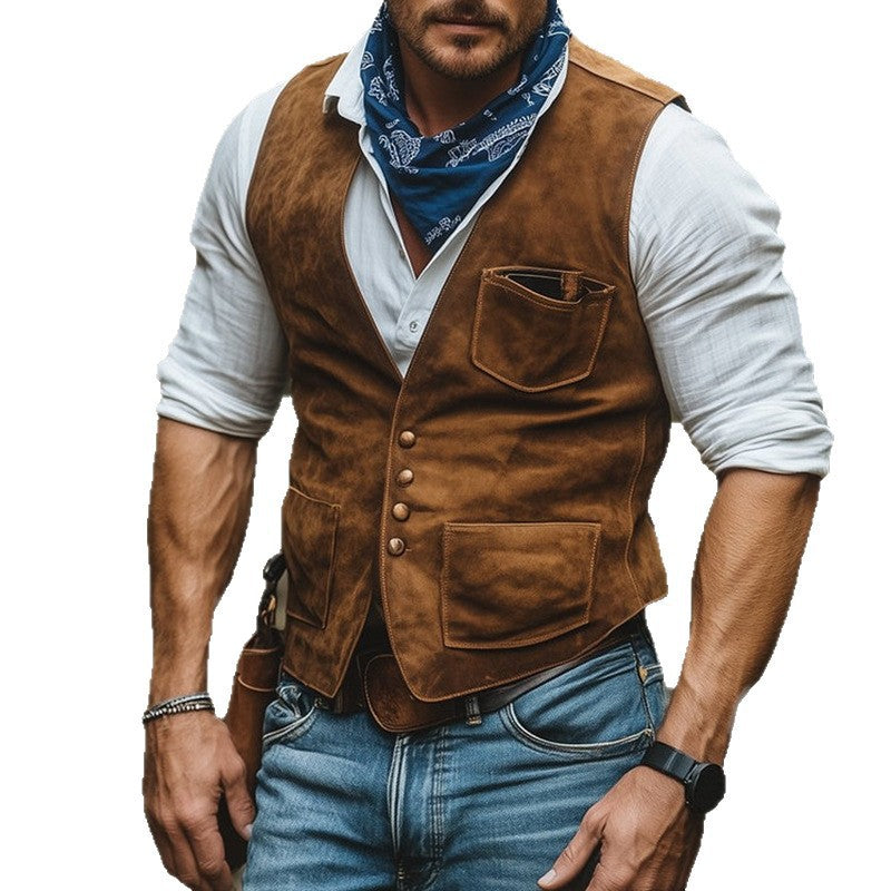 Mens Slim Fit Suede Vest