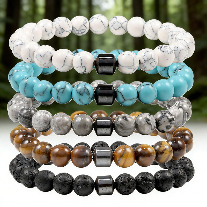 8mm Natural Stone Bracelet Handmade Round Beads
