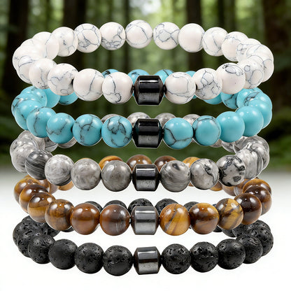 8mm Natural Stone Bracelet Handmade Round Beads
