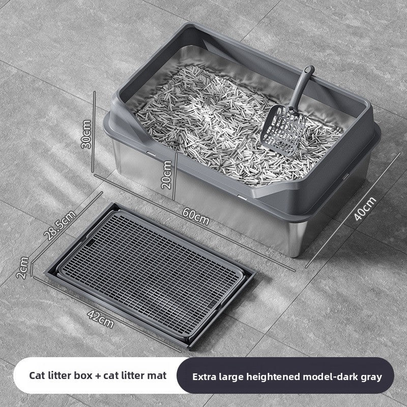 Stainless Steel Cat Litter Box with Anti-Splash Cover