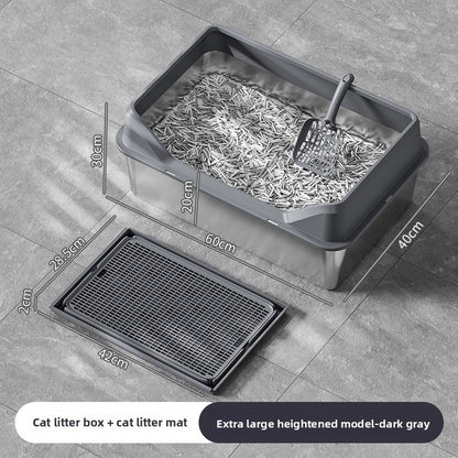 Stainless Steel Cat Litter Box with Anti-Splash Cover