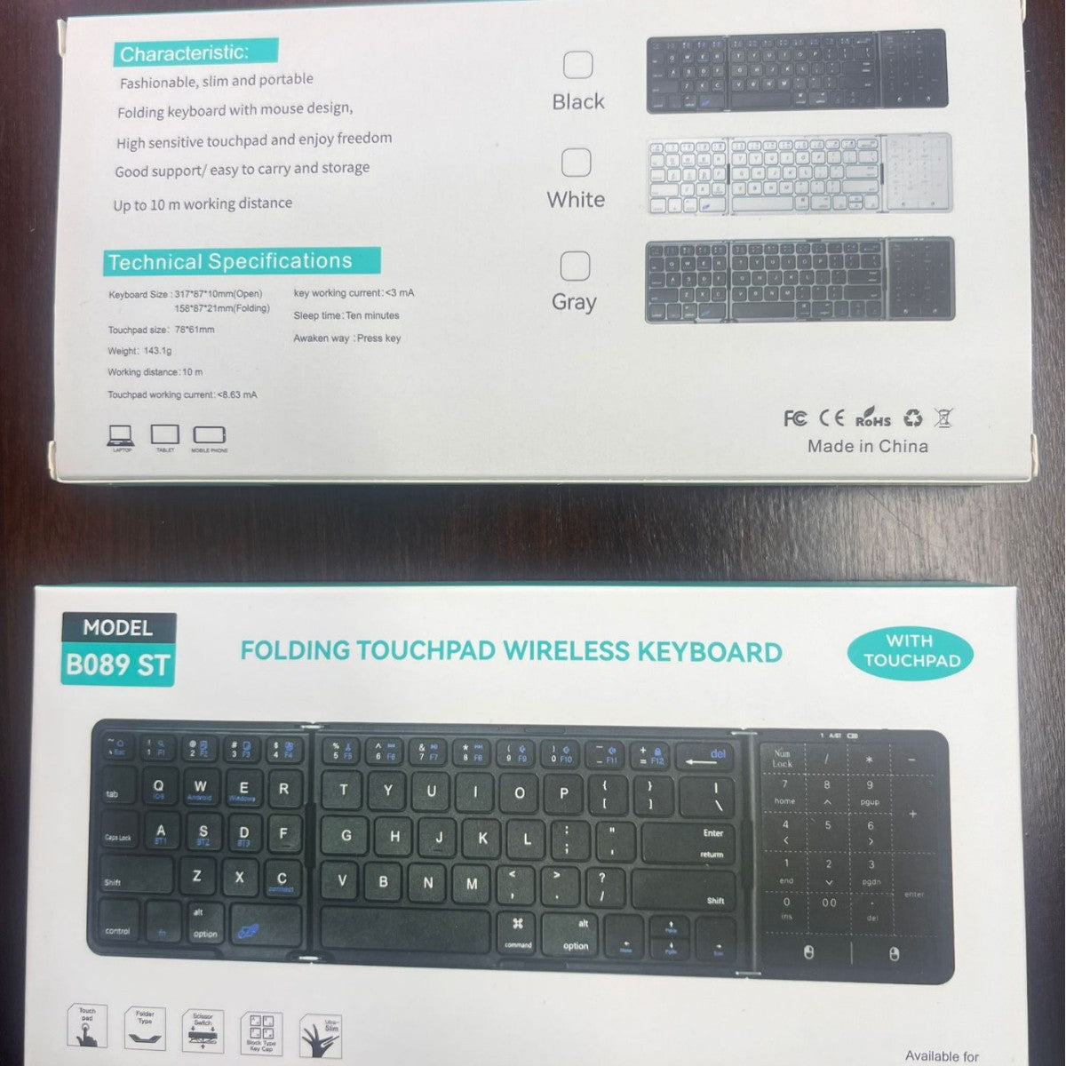 Large Touch Digital Folding Bluetooth Keyboard