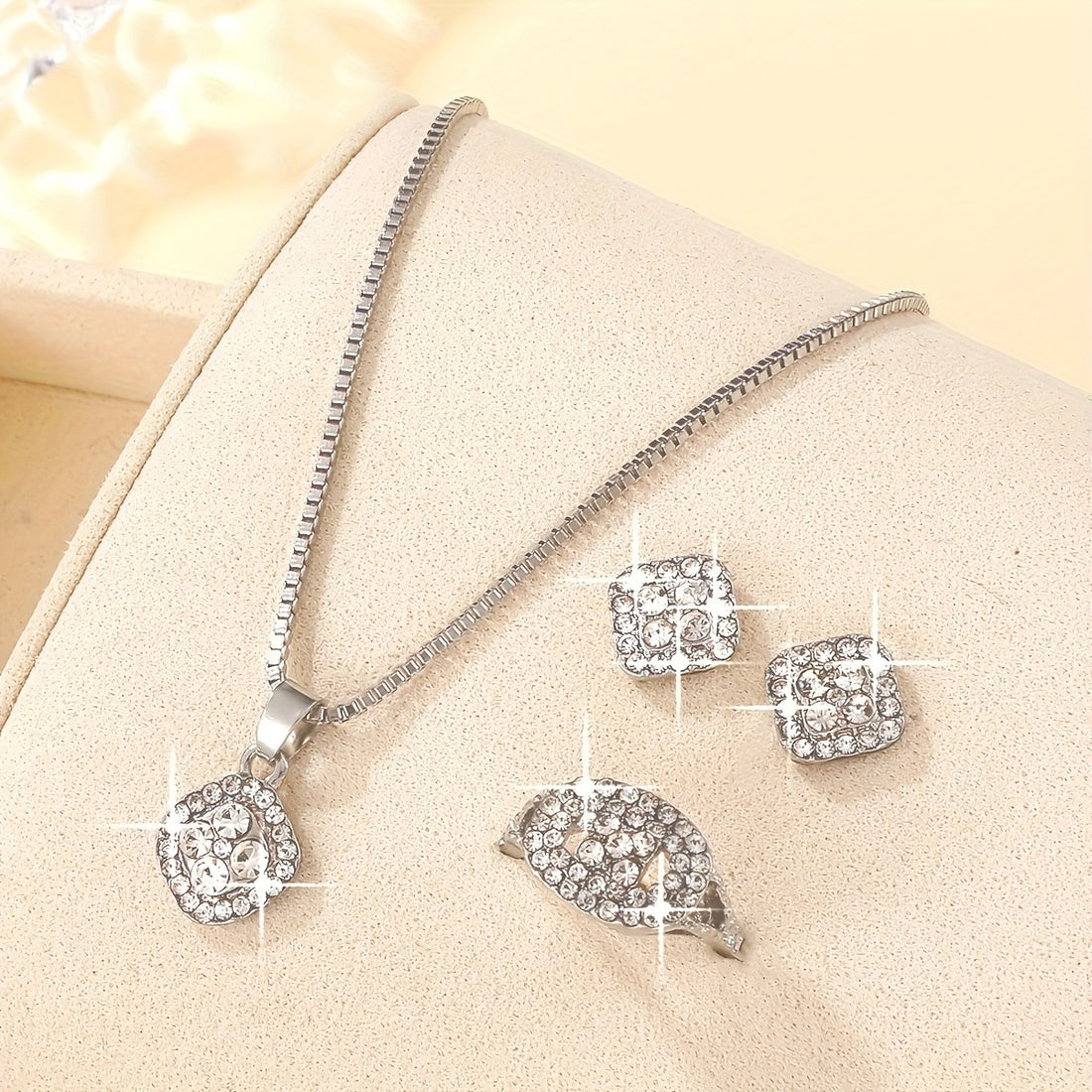 Geometric Diamond-accented Jewelry Set