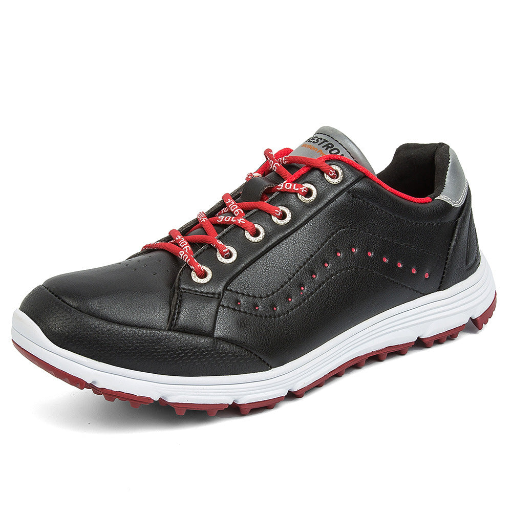 Men's Casual Golf Shoes with Fixed Spikes and Breathable Design