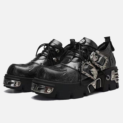 Dark punk little leather shoes