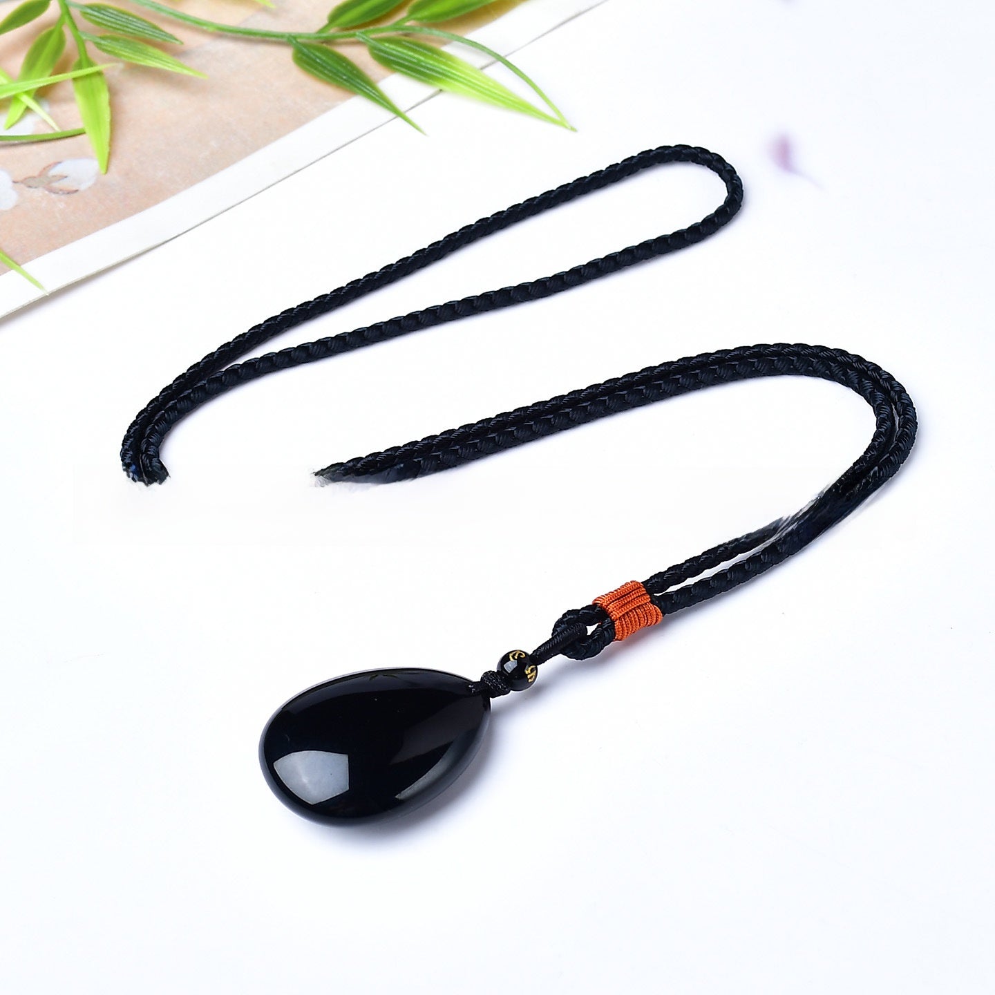 Natural Obsidian Drop Carving Pendant Keychain